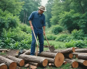 Techniki efektywnego użycia siekiery rozłupującej w ogrodzie i na działce.