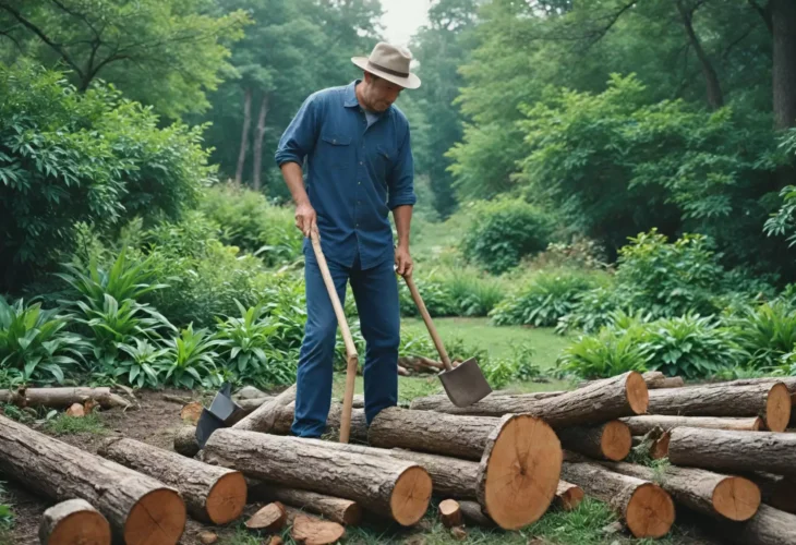 Techniki efektywnego użycia siekiery rozłupującej w ogrodzie i na działce.